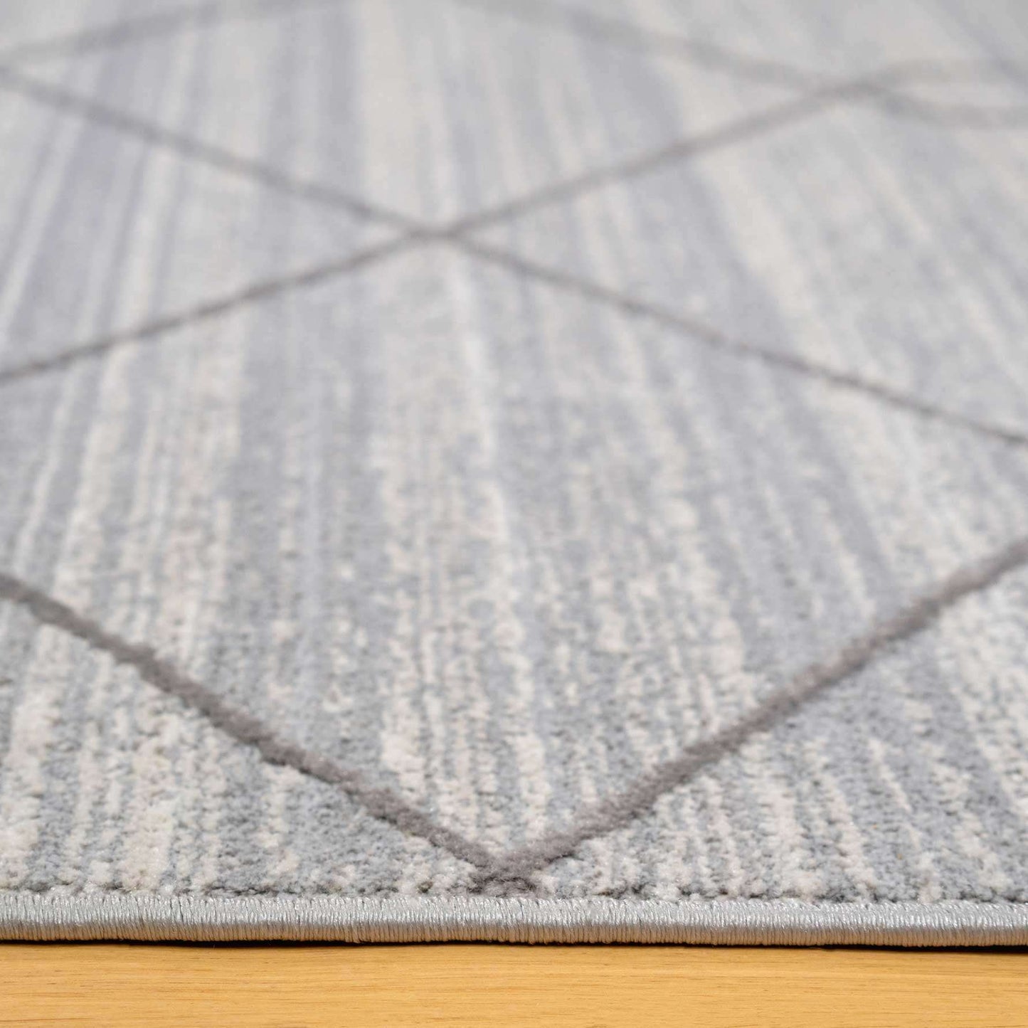 Luxury Textured Grey Geometric Rug