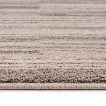 Neutral Beige Linear Living Room Rug - Elias