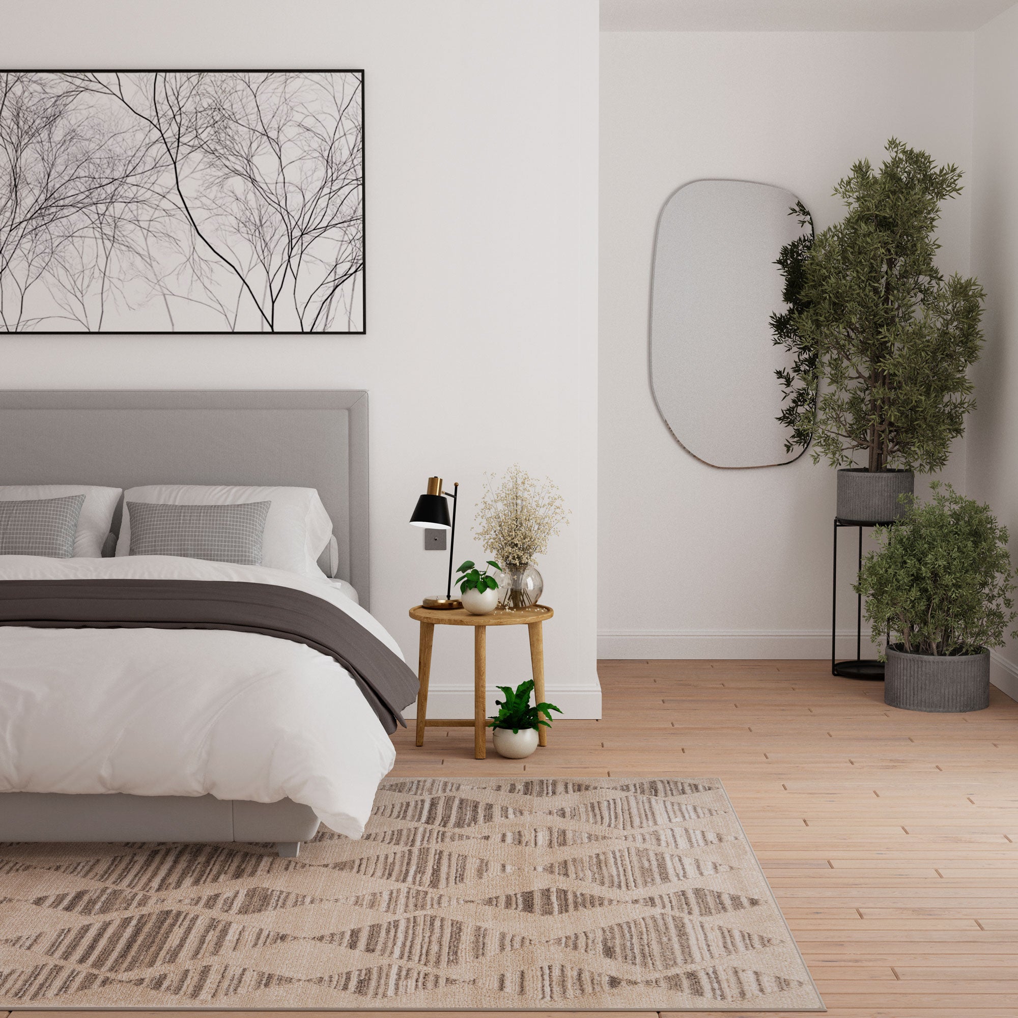 Neutral Diamond Pattern Area Rug - Lucas