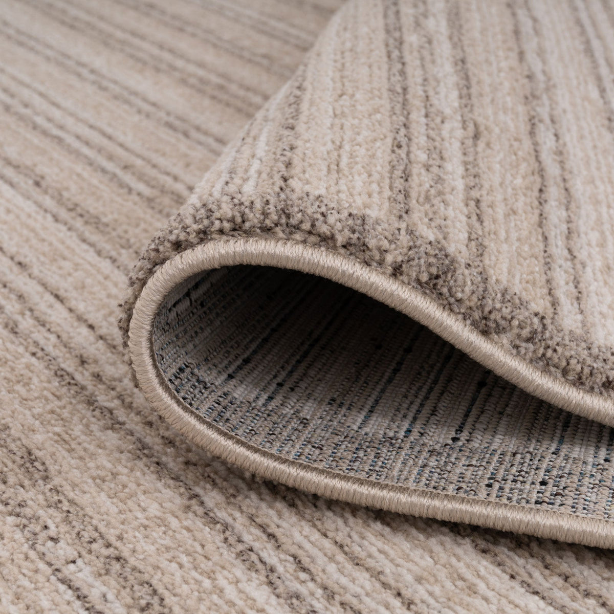 Beige Linear Bordered Runner Rug