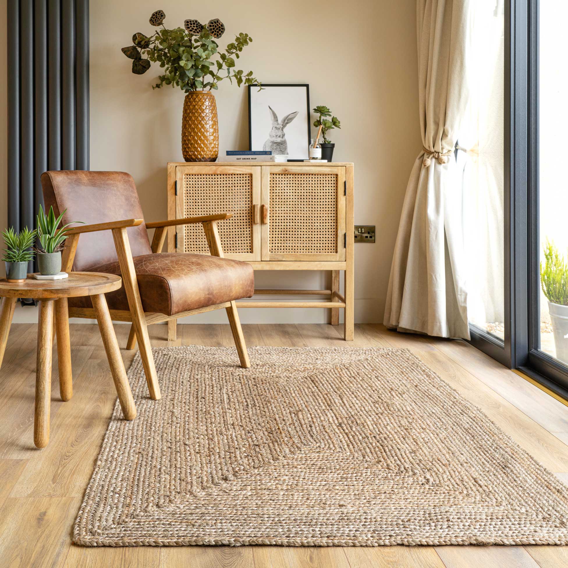 Natural Rustic Braided Jute Rug Living Room Rugs Kukoon Rugs Online