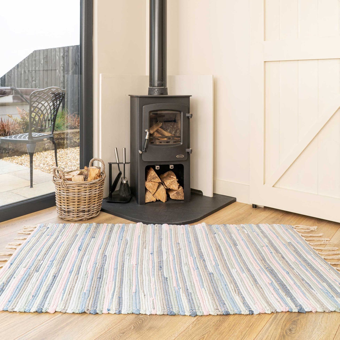 Natural Striped Recycled Cotton Rug