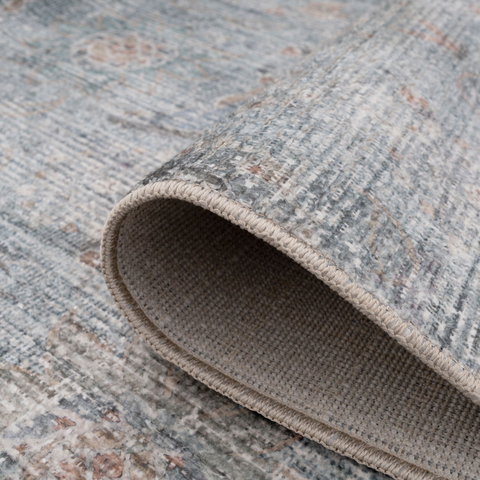 Vintage Blue Terra Floral Rug - Atticus