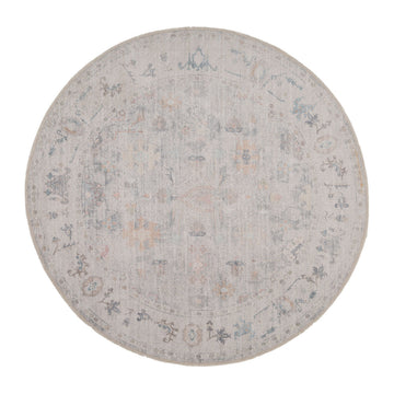 Vintage Multicolour Round Floral Rug - Audrey