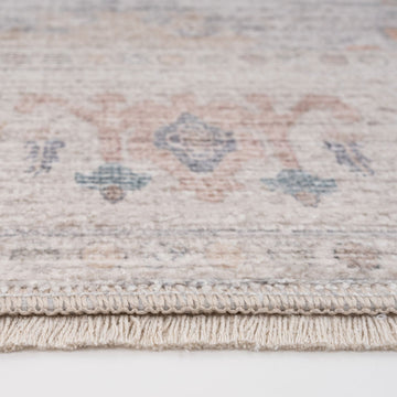 Vintage Multicolour Round Floral Rug - Audrey