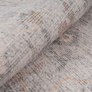 Vintage Multicolour Round Floral Rug - Audrey