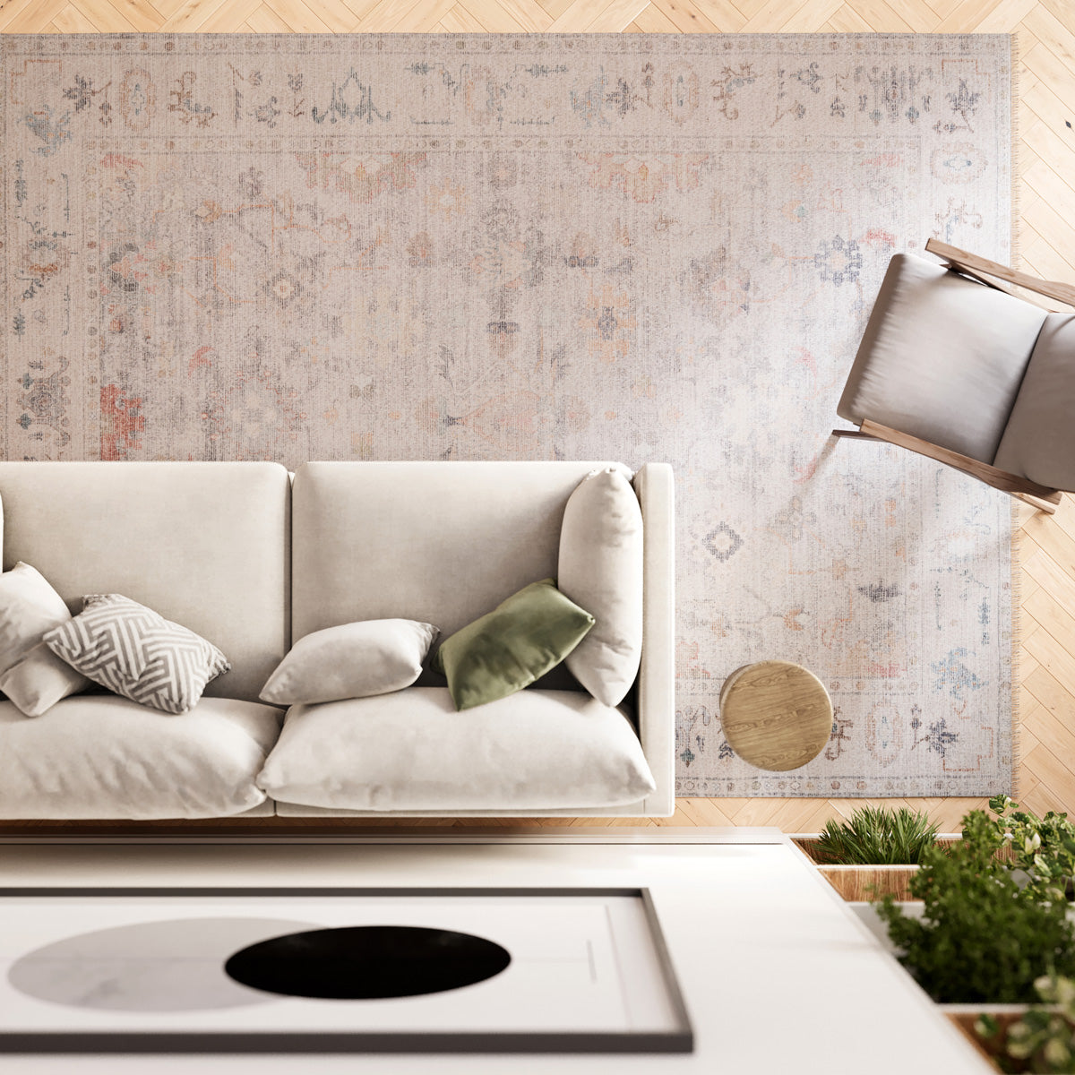 Vintage Multicolour Floral Rug - Audrey