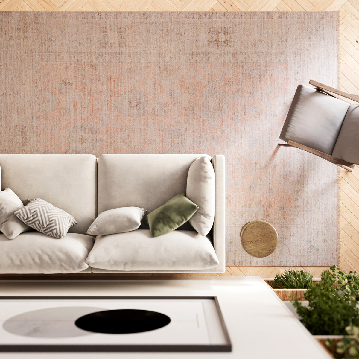 Vintage Coral Pink Chic Rug - Clara