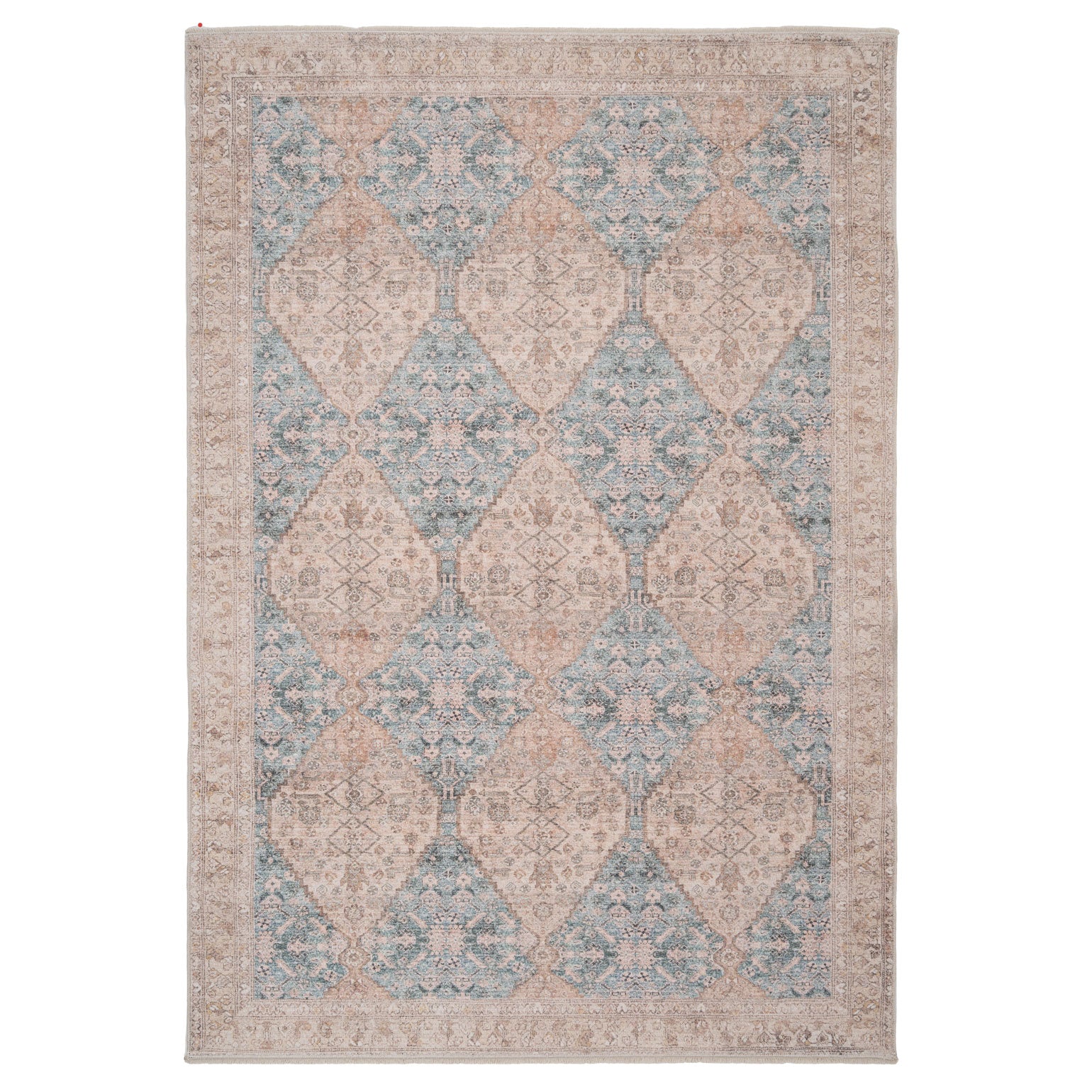 Vintage Blue Diamond Rug - Genevieve