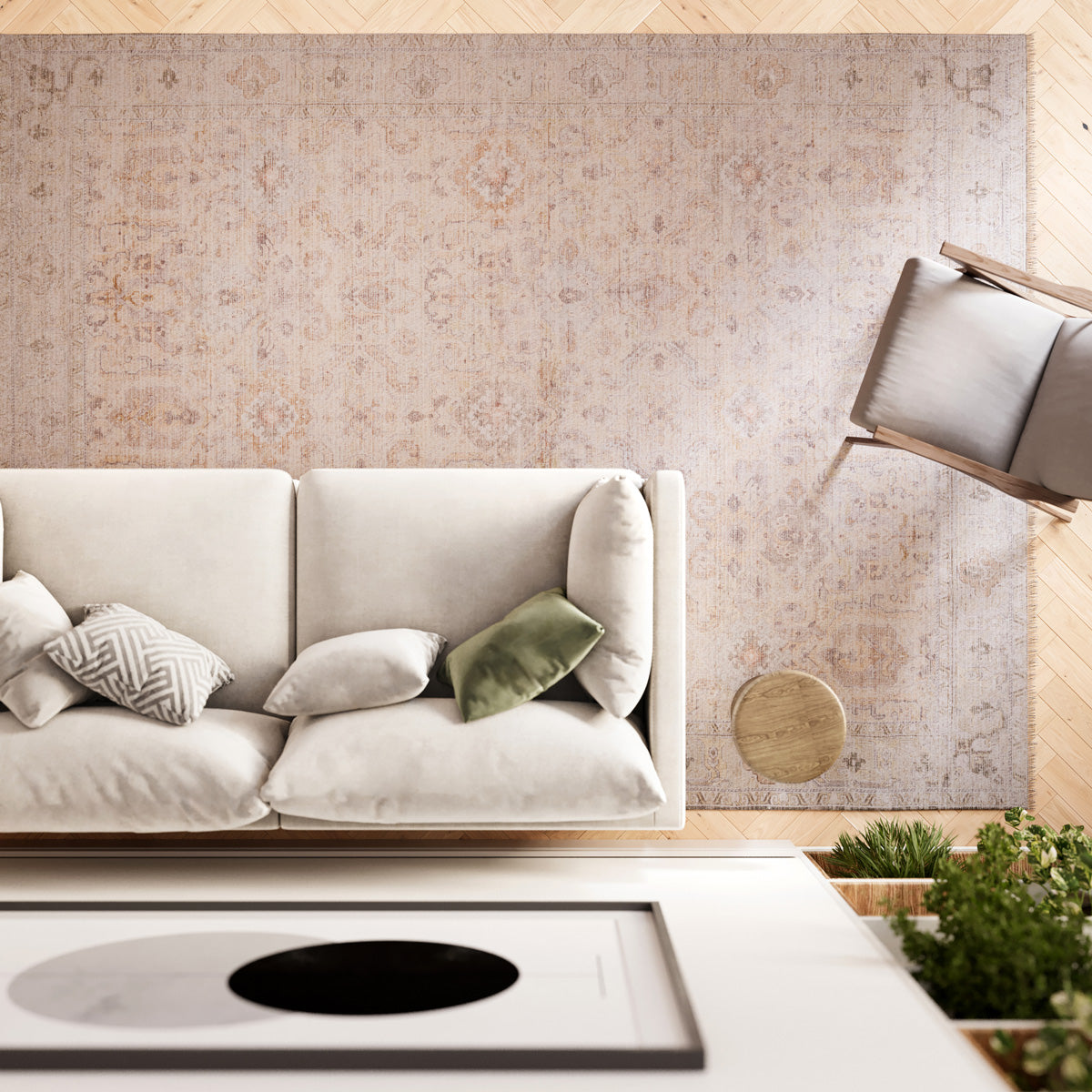 Distressed Yellow Regal Rug - Jade