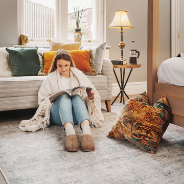 Vintage Blue Terra Floral Rug - Atticus