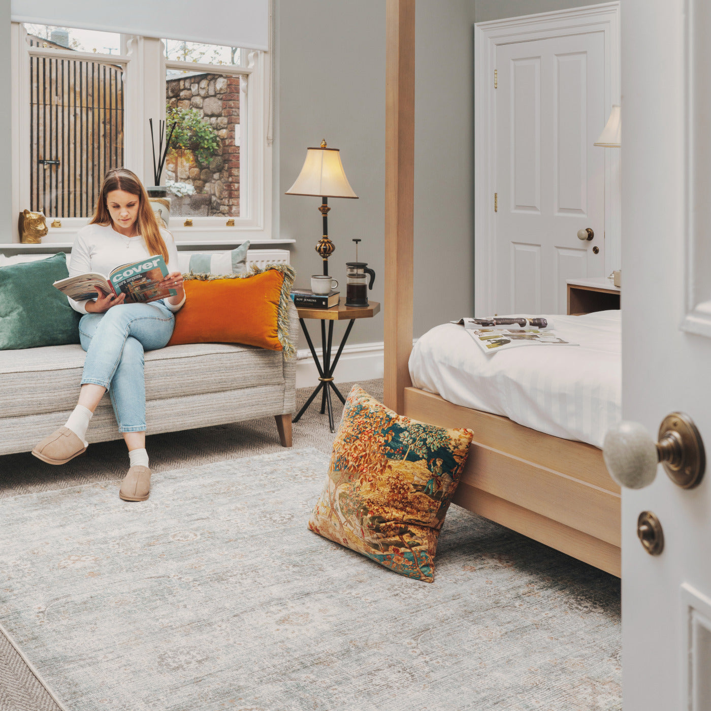 Vintage Blue Terra Floral Rug - Atticus