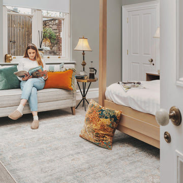 Vintage Blue Terra Floral Rug - Atticus