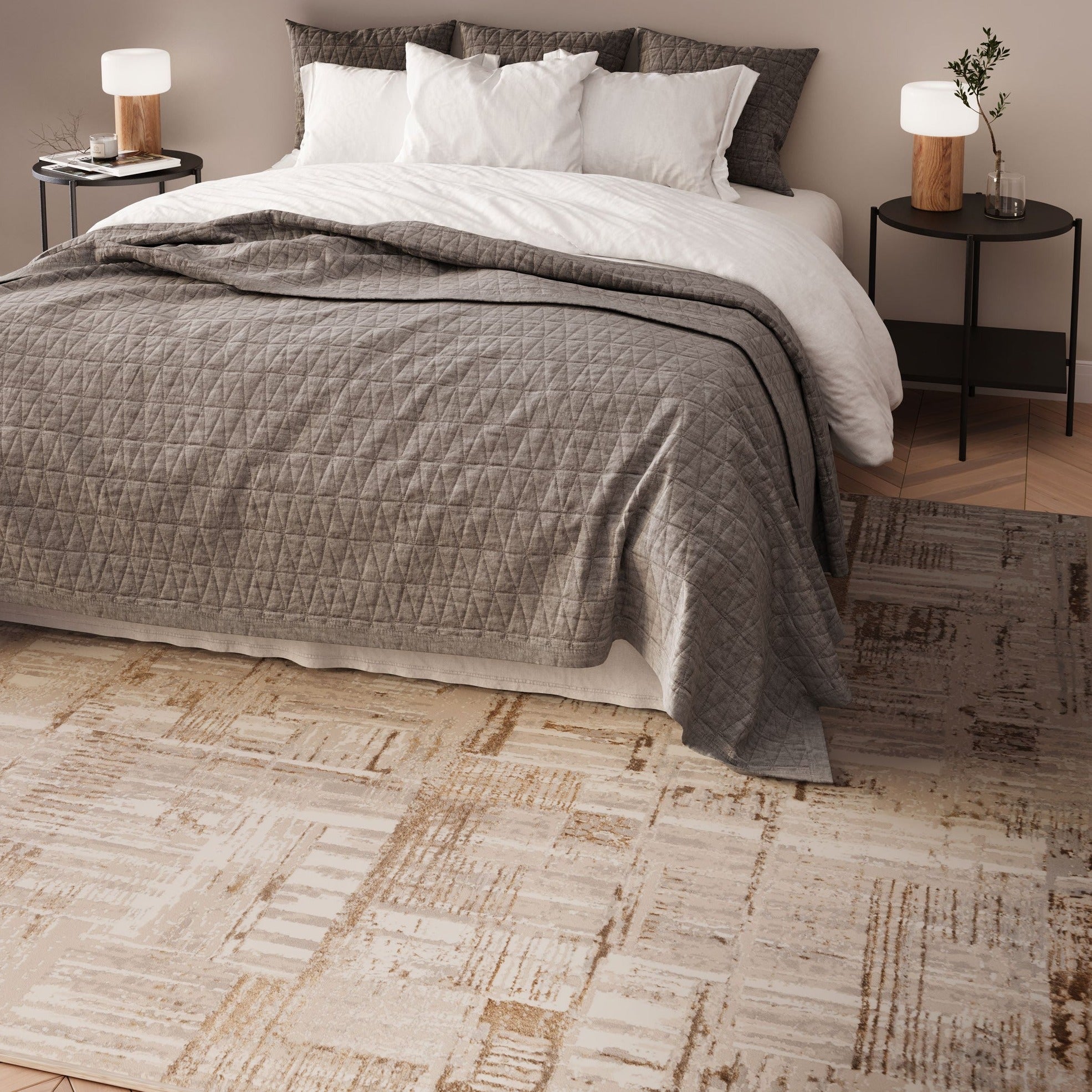 Lustre Gold Woven Print Rug - Eetu