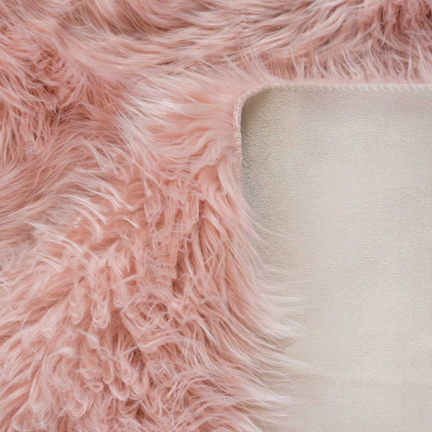 Round Blush Pink Faux Fur Sheepskin Rug