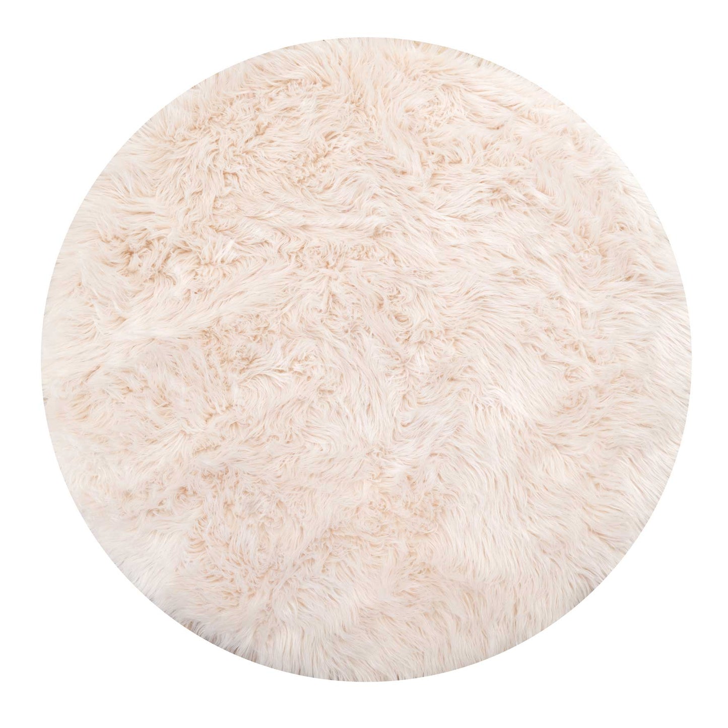 Round Cream Faux Fur Sheepskin Rug