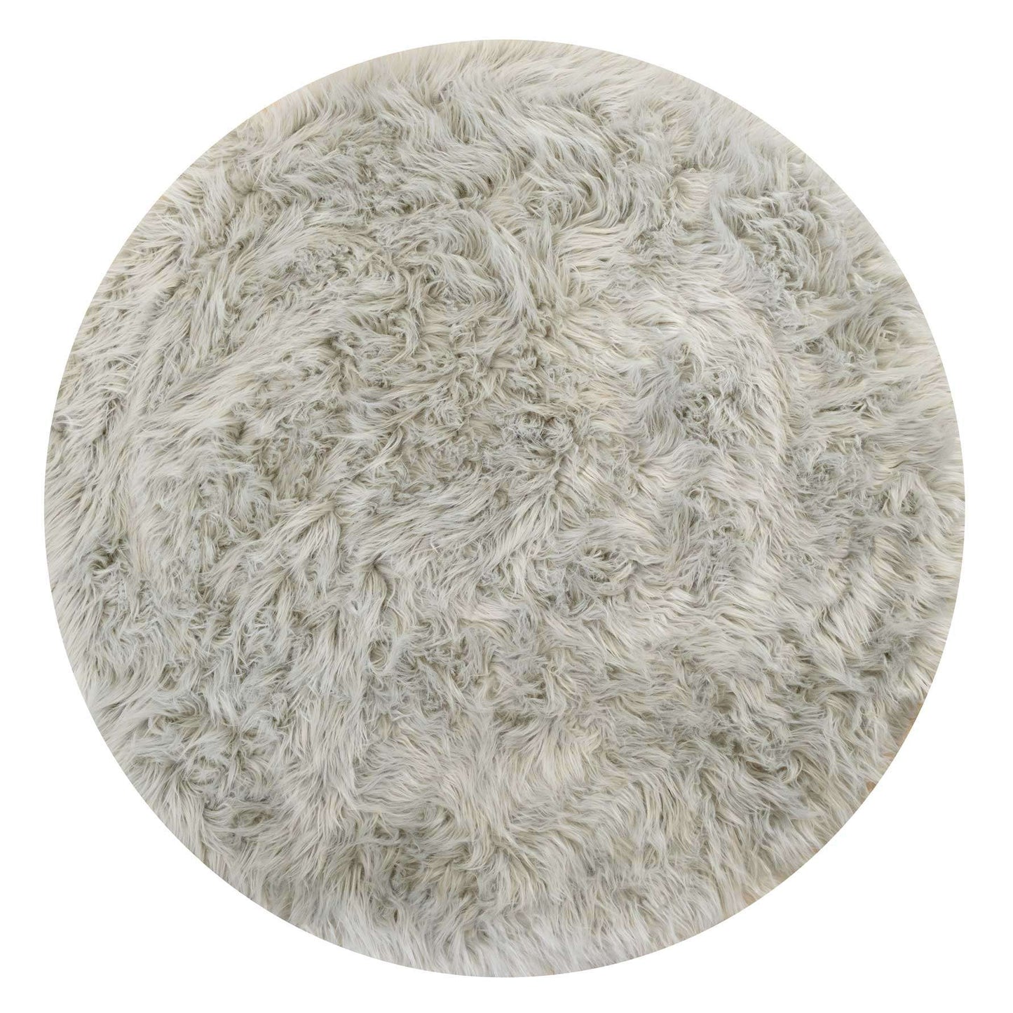 Round Silver Grey Faux Fur Sheepskin Nursery Rug
