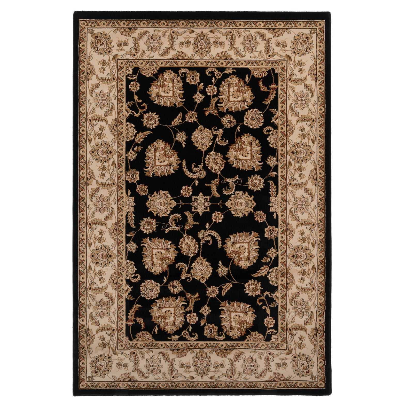 Traditional Black Floral Rug - Malaki | Living Room Rugs | Kukoon Rugs ...