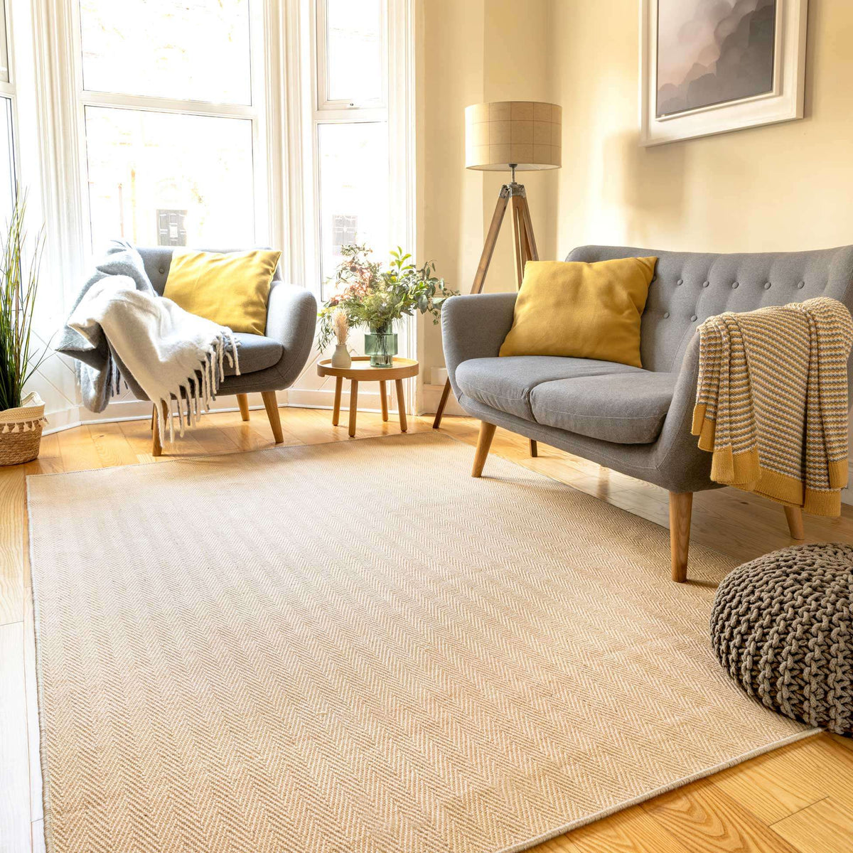 Natural Border Rustic Jute Area Rug