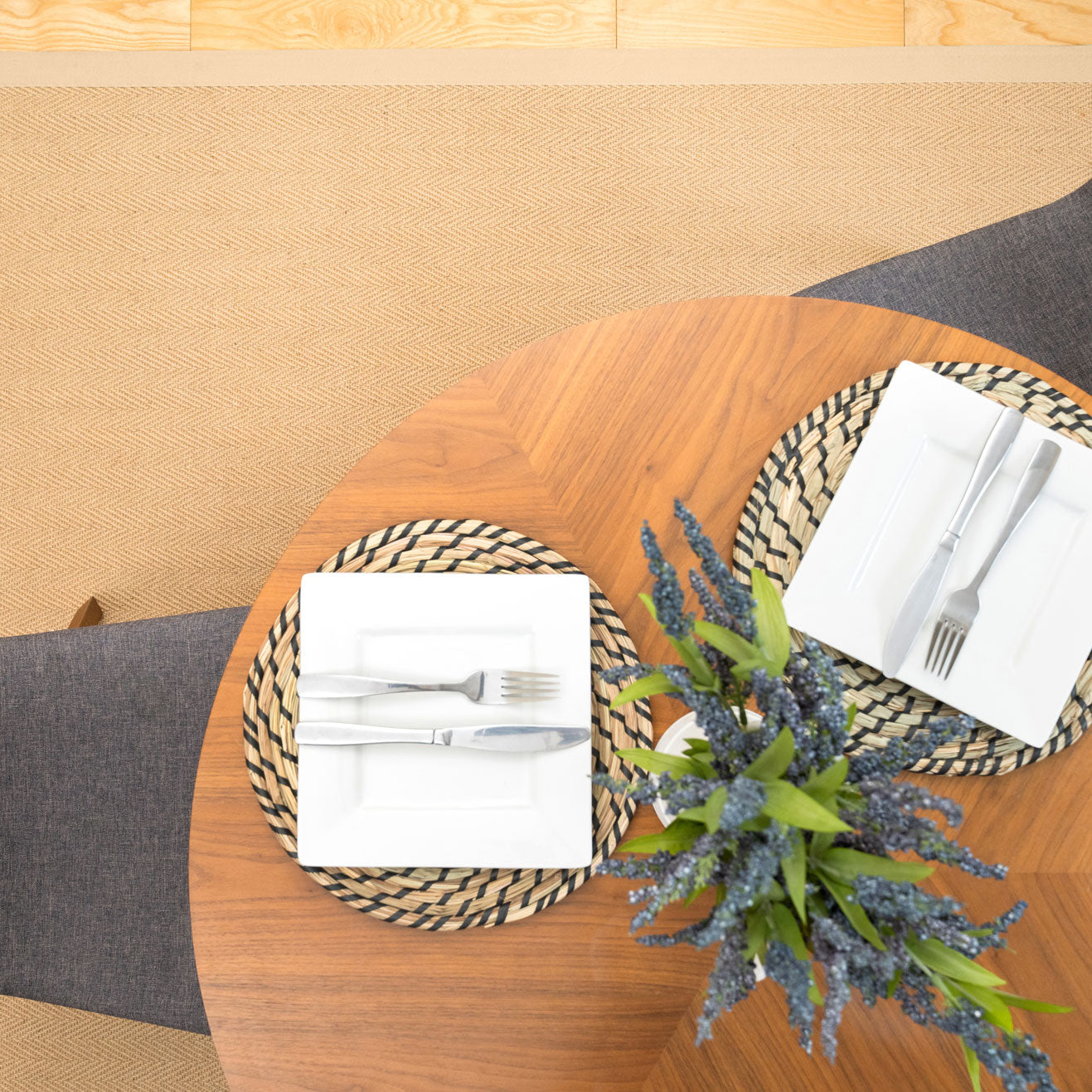 Beige Cotton Border Natural Jute Area Rug