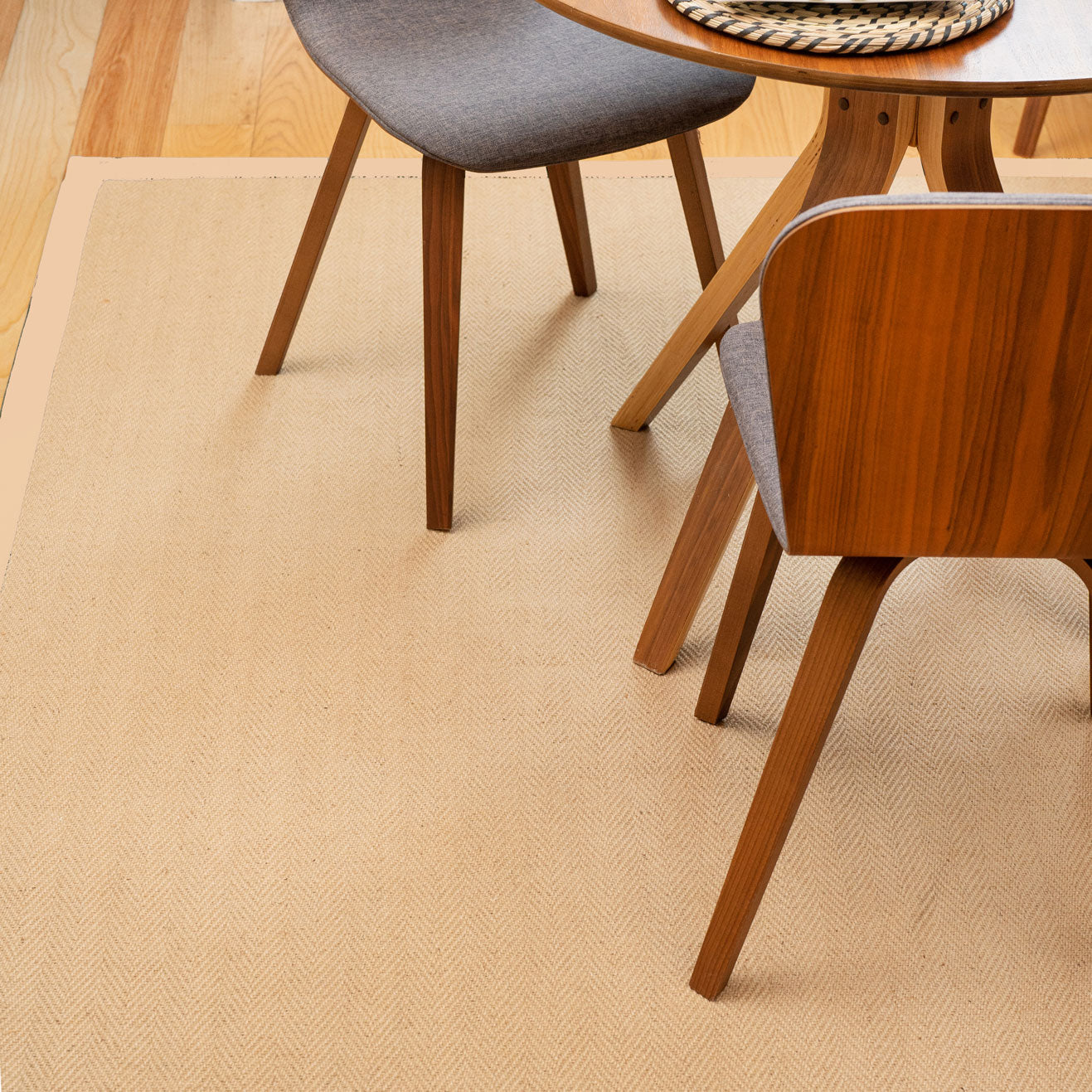 Beige Cotton Border Natural Jute Area Rug