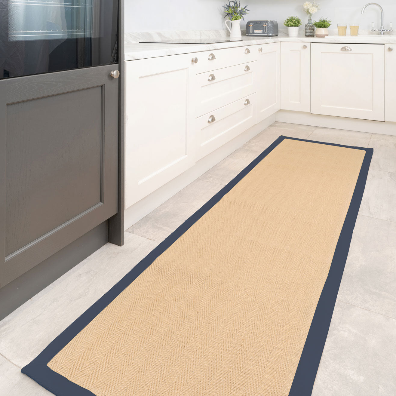 Navy Border Jute Rug - Juliette Navy