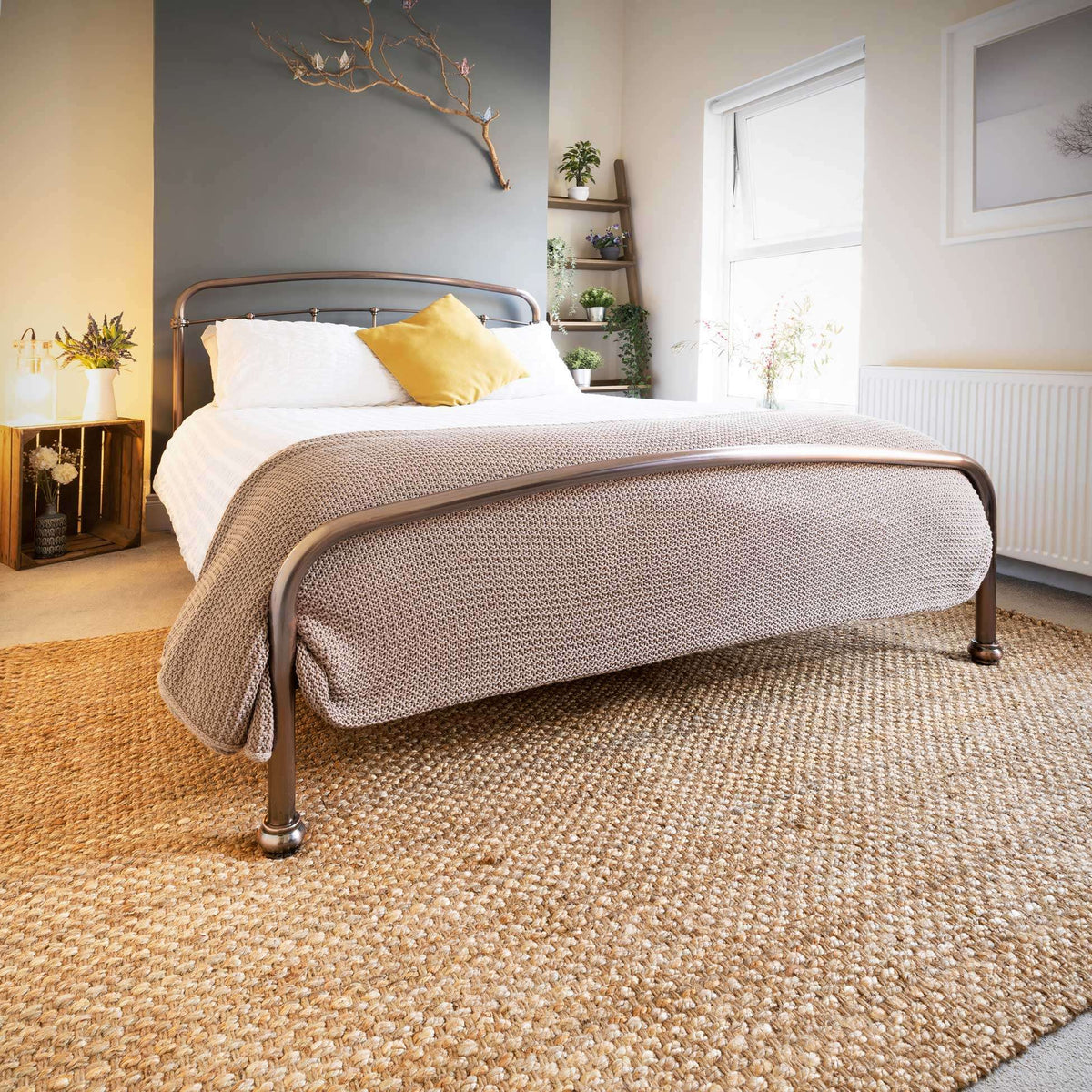 Natural Rustic Brown Bound Jute Rug