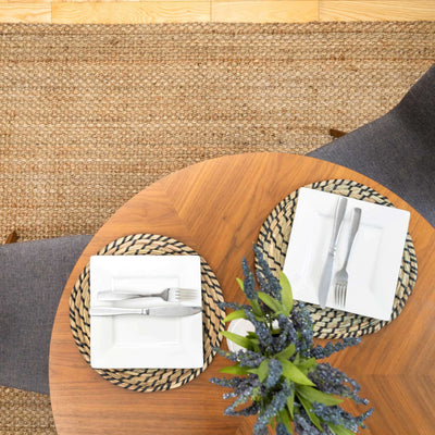 Natural Rustic Brown Bound Jute Rug