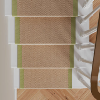 Green Jute Border Stair Carpet Runner - Juliette Green
