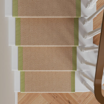 Green Jute Border Stair Carpet Runner - Juliette Green