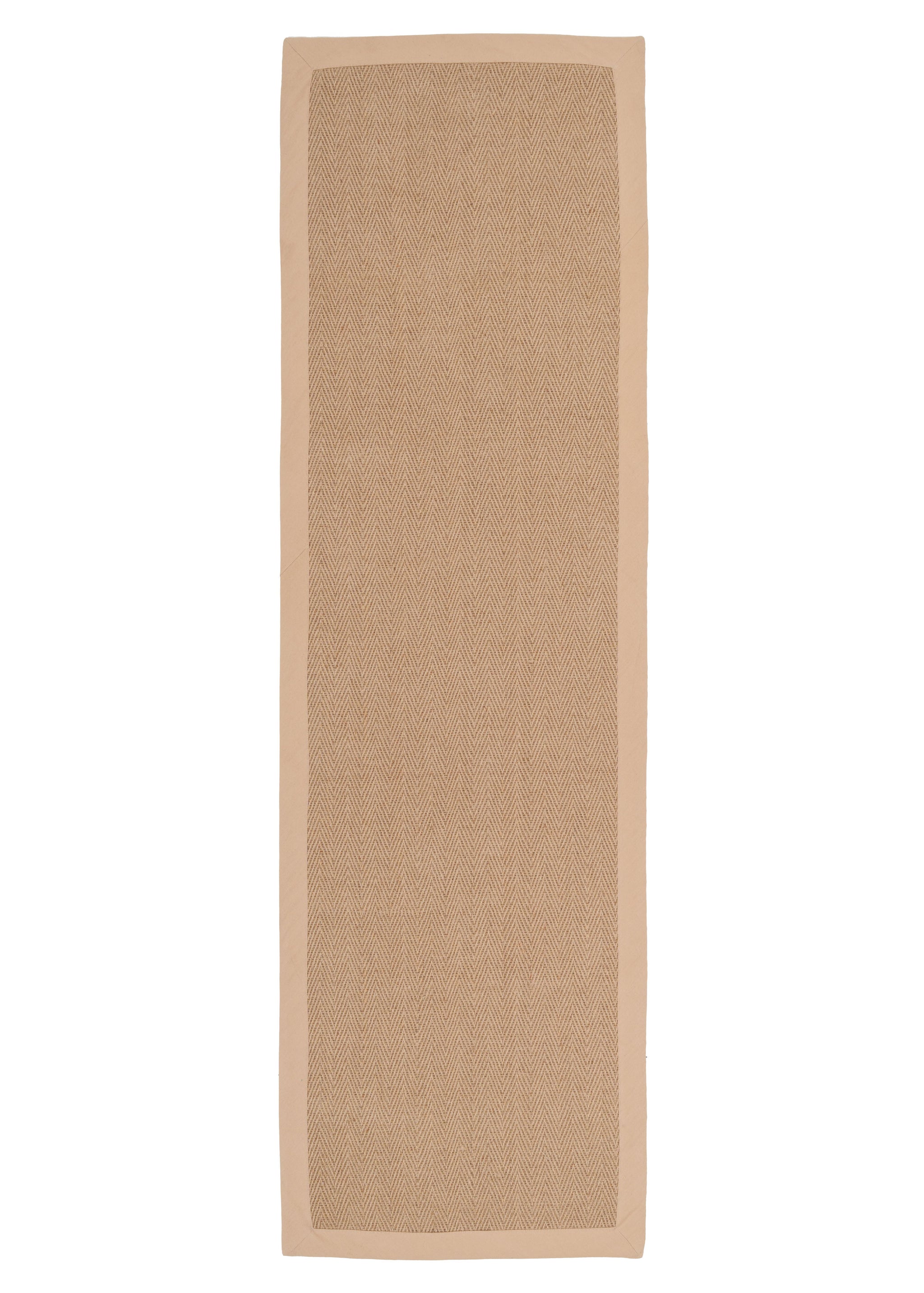 Beige Cotton Border Natural Jute Area Runner Rug