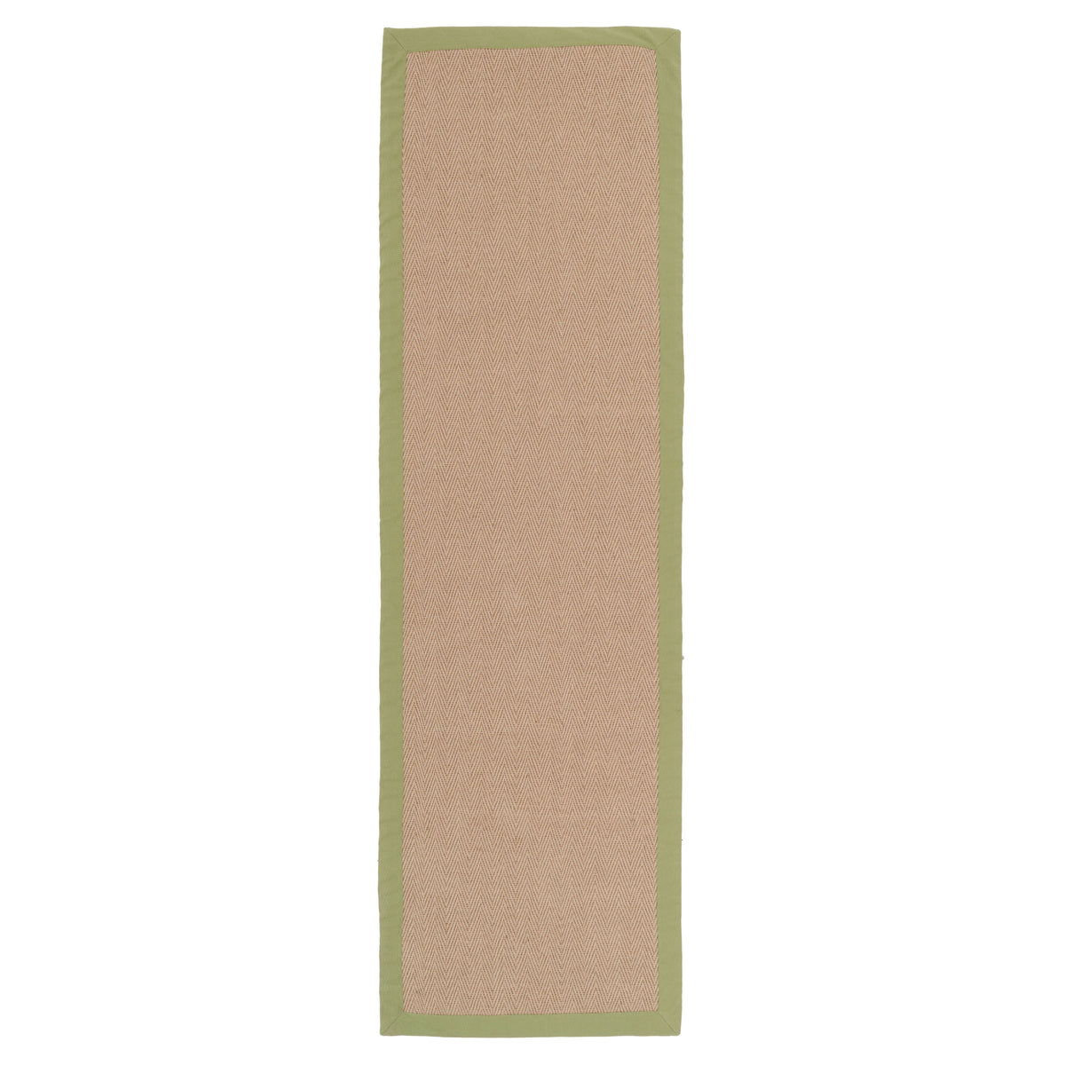 Green Cotton Border Natural Jute Hallway Runner Rug