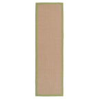 Green Cotton Border Natural Jute Hallway Runner Rug