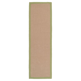 Green Cotton Border Natural Jute Hallway Runner Rug