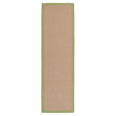 Green Cotton Border Natural Jute Hallway Runner Rug