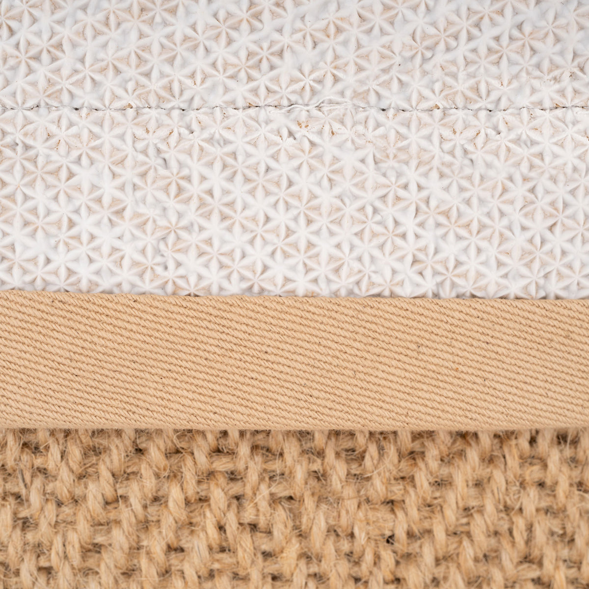 Beige Cotton Border Natural Jute Area Runner Rug