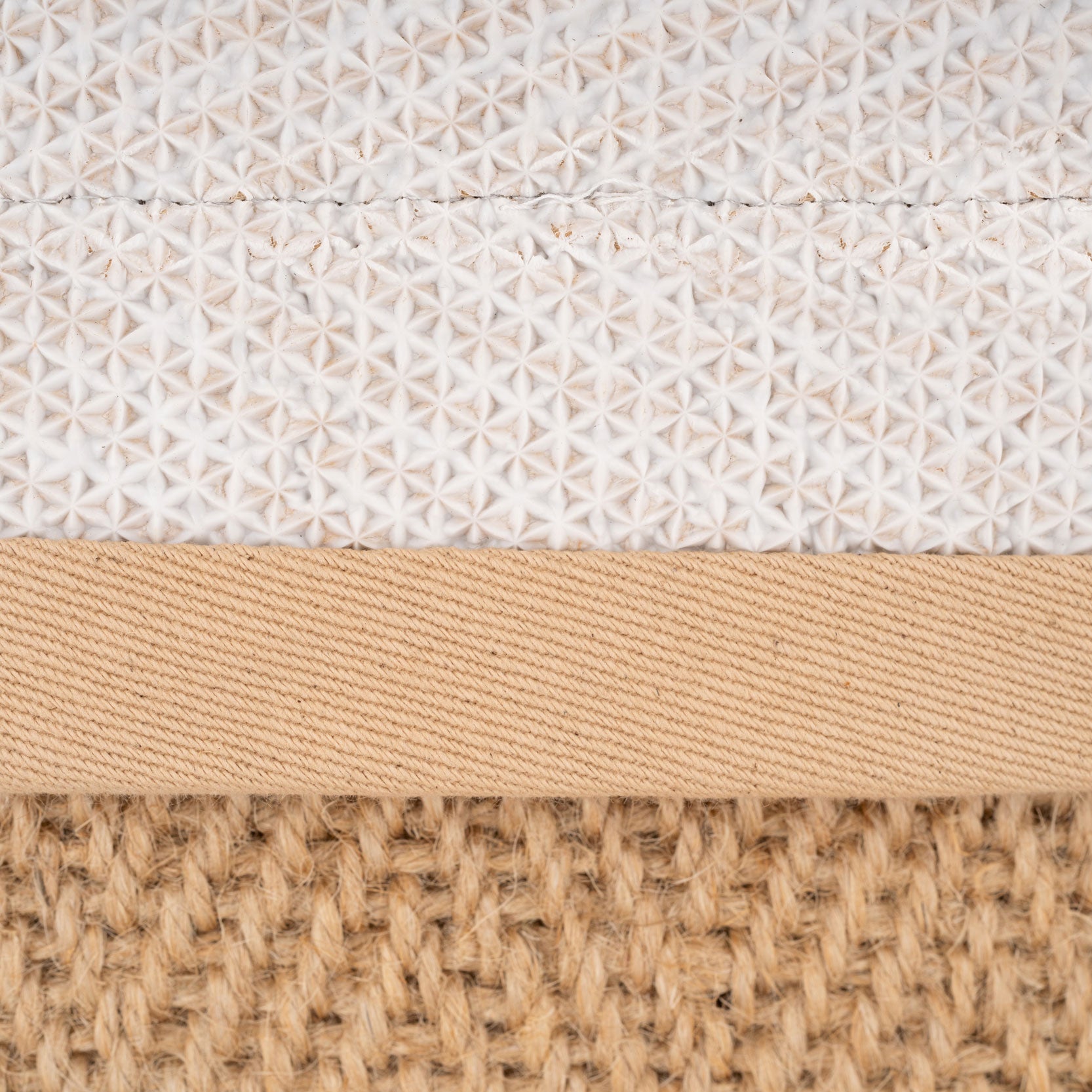 Beige Cotton Border Natural Jute Area Runner Rug