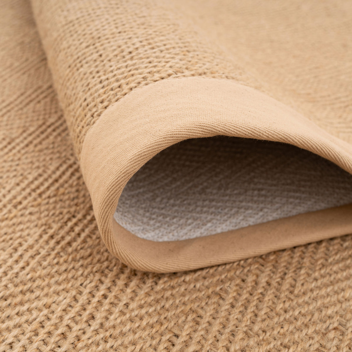 Beige Cotton Border Natural Jute Area Runner Rug