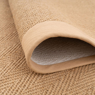 Beige Cotton Border Natural Jute Area Runner Rug