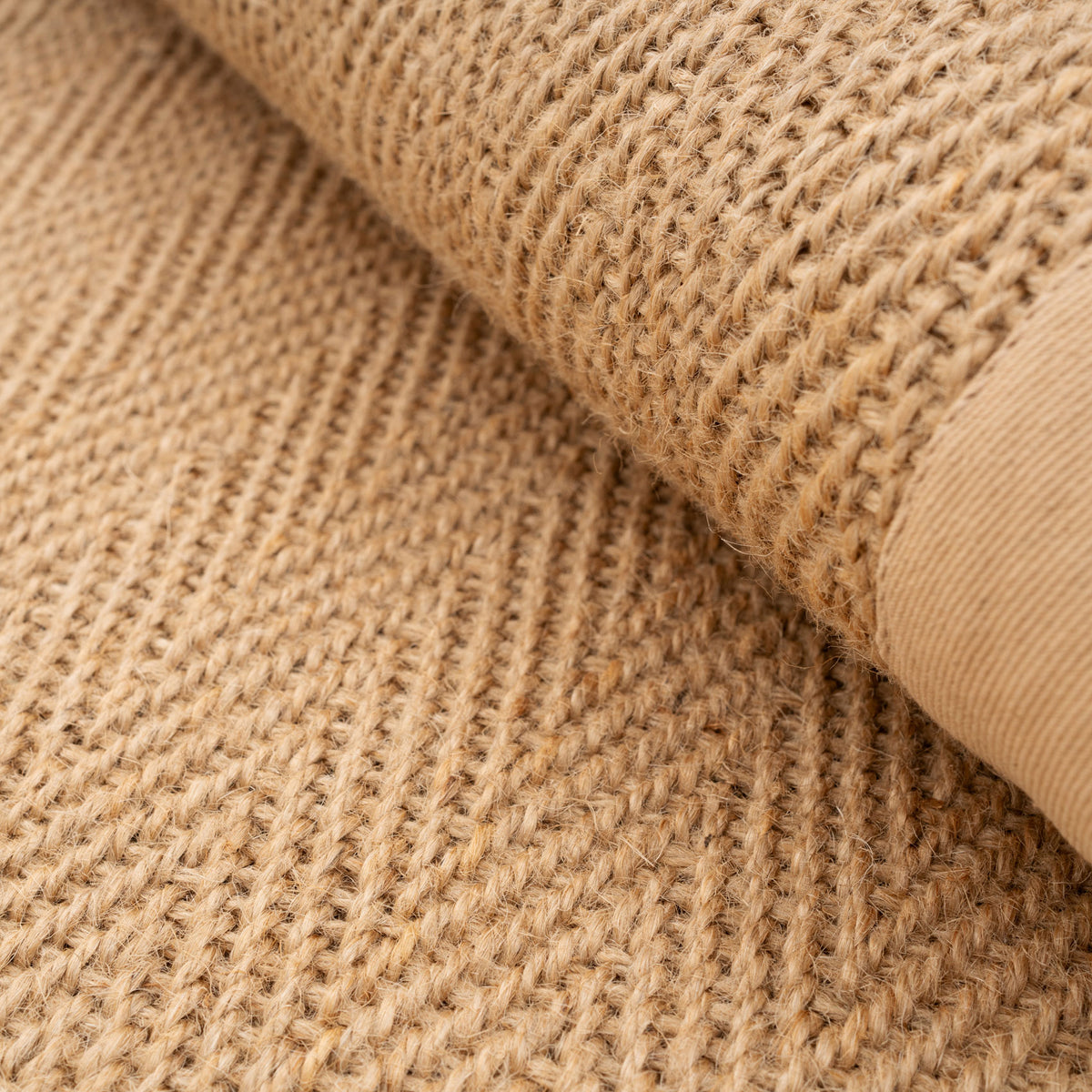 Beige Cotton Border Natural Jute Area Runner Rug