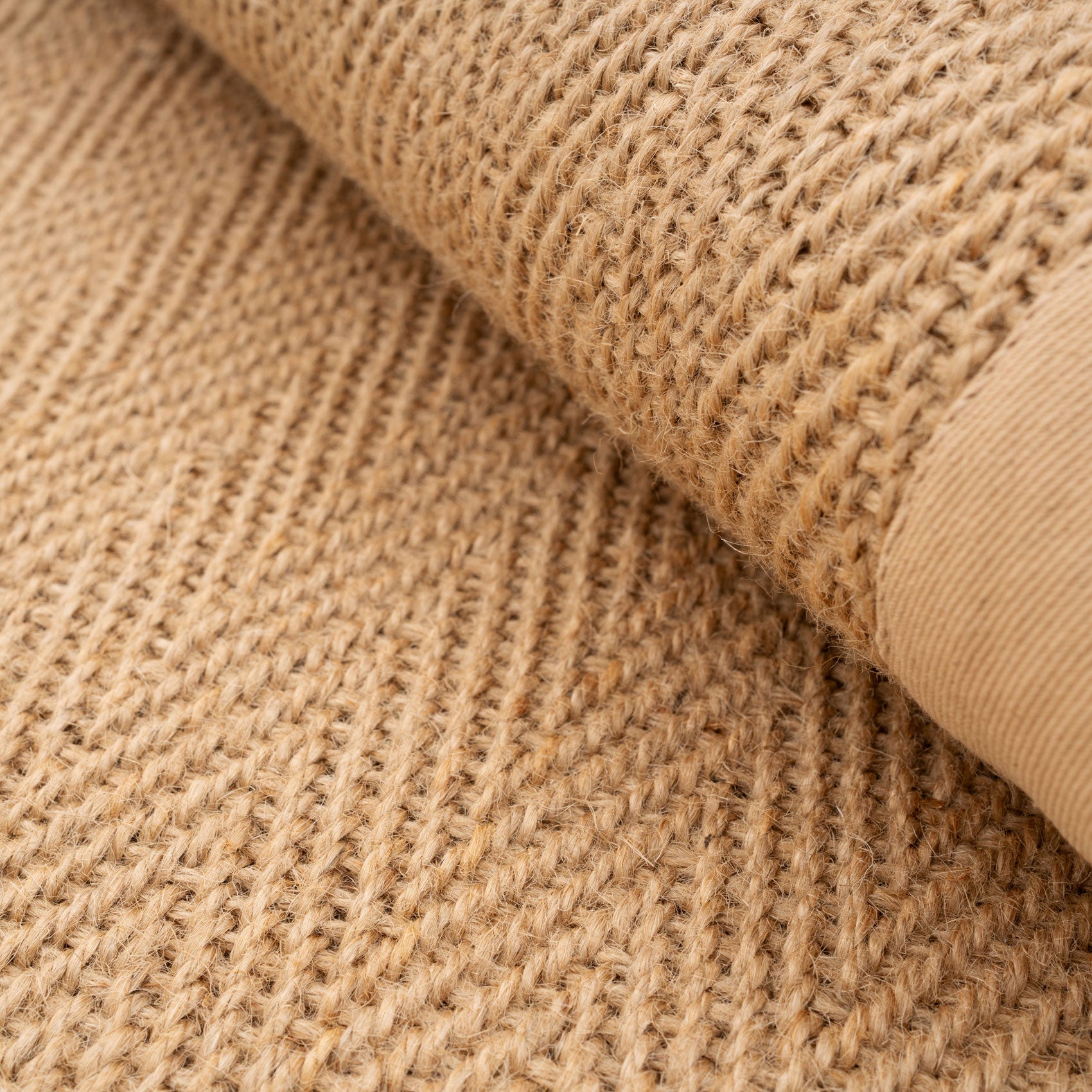 Beige Cotton Border Natural Jute Area Runner Rug