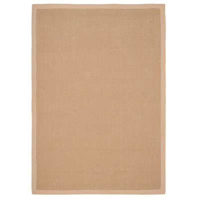 Beige Cotton Border Natural Jute Area Rug
