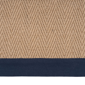 Navy Border Jute Runner Rug - Juliette Navy