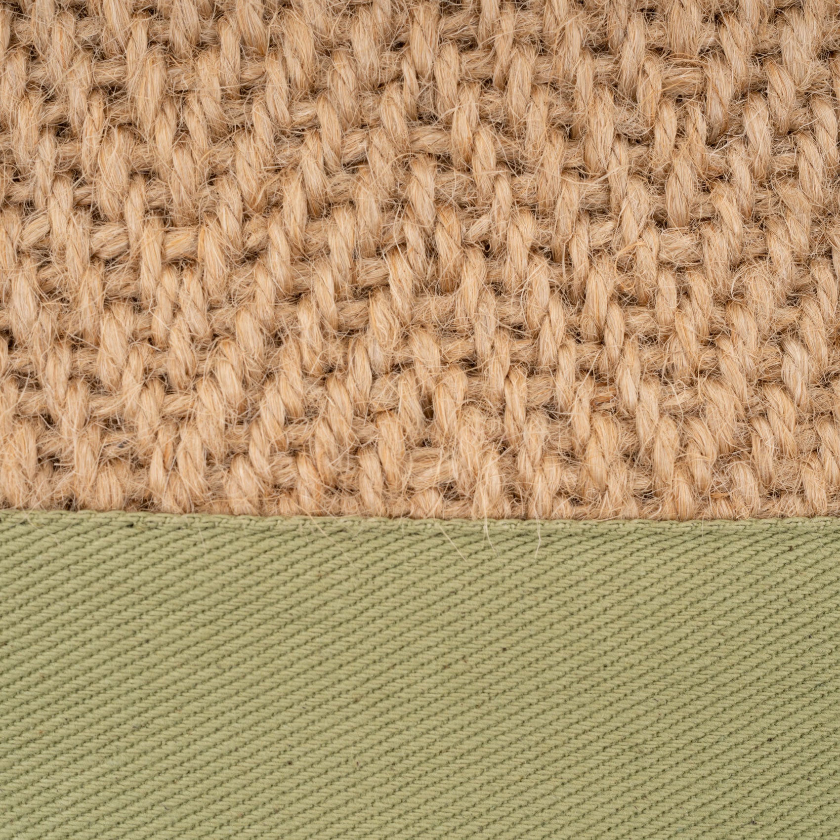 Green Cotton Border Natural Jute Hallway Runner Rug