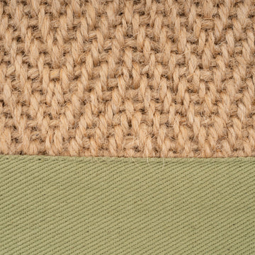 Green Cotton Border Natural Jute Hallway Runner Rug