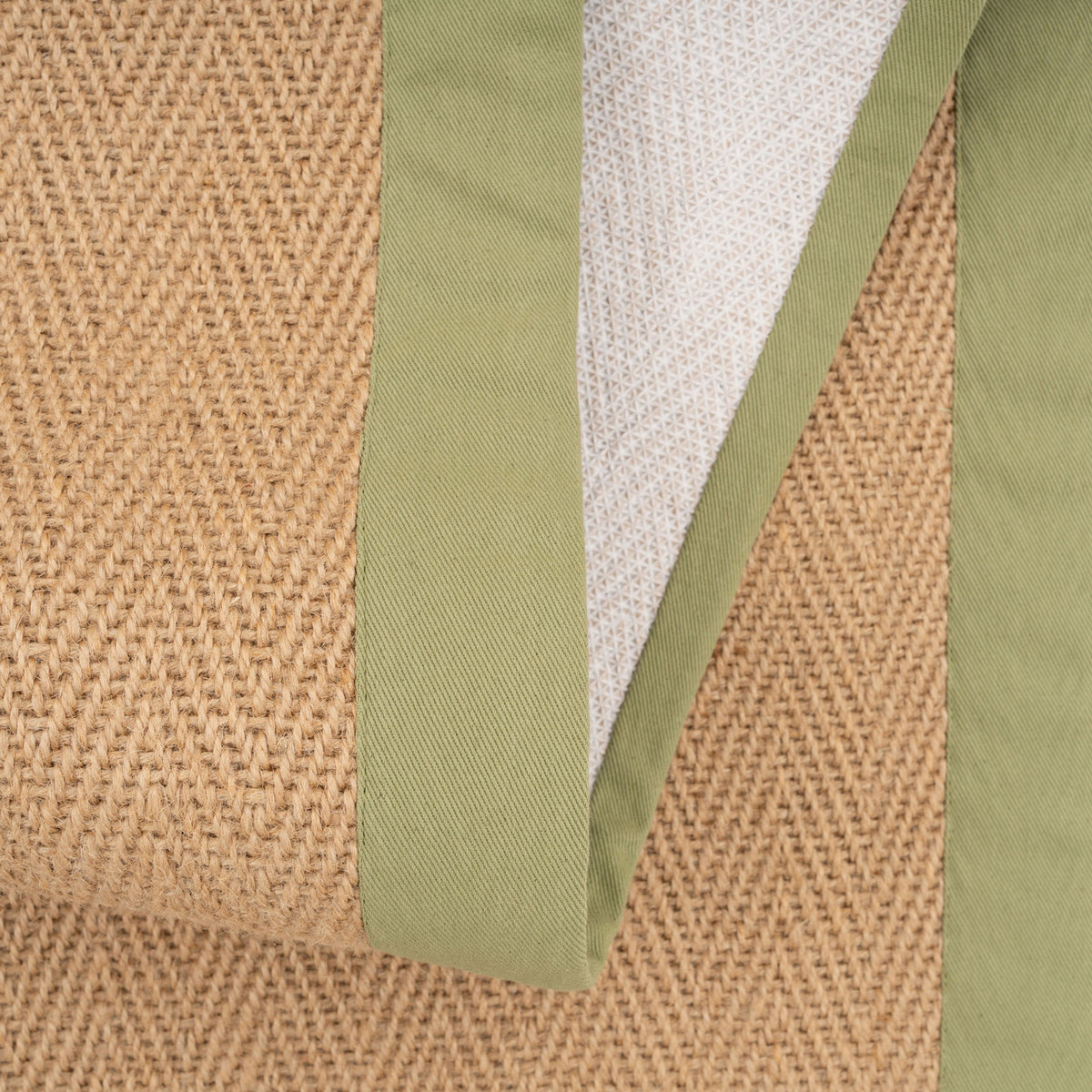 Green Cotton Border Natural Jute Hallway Runner Rug