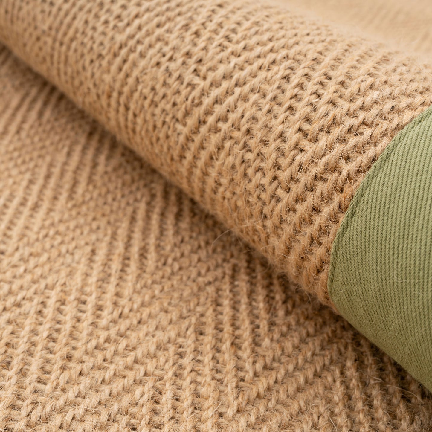 Green Jute Border Stair Carpet Runner - Juliette Green