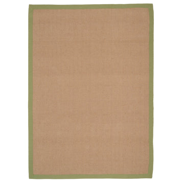 Green Cotton Border Natural Jute Area Rug