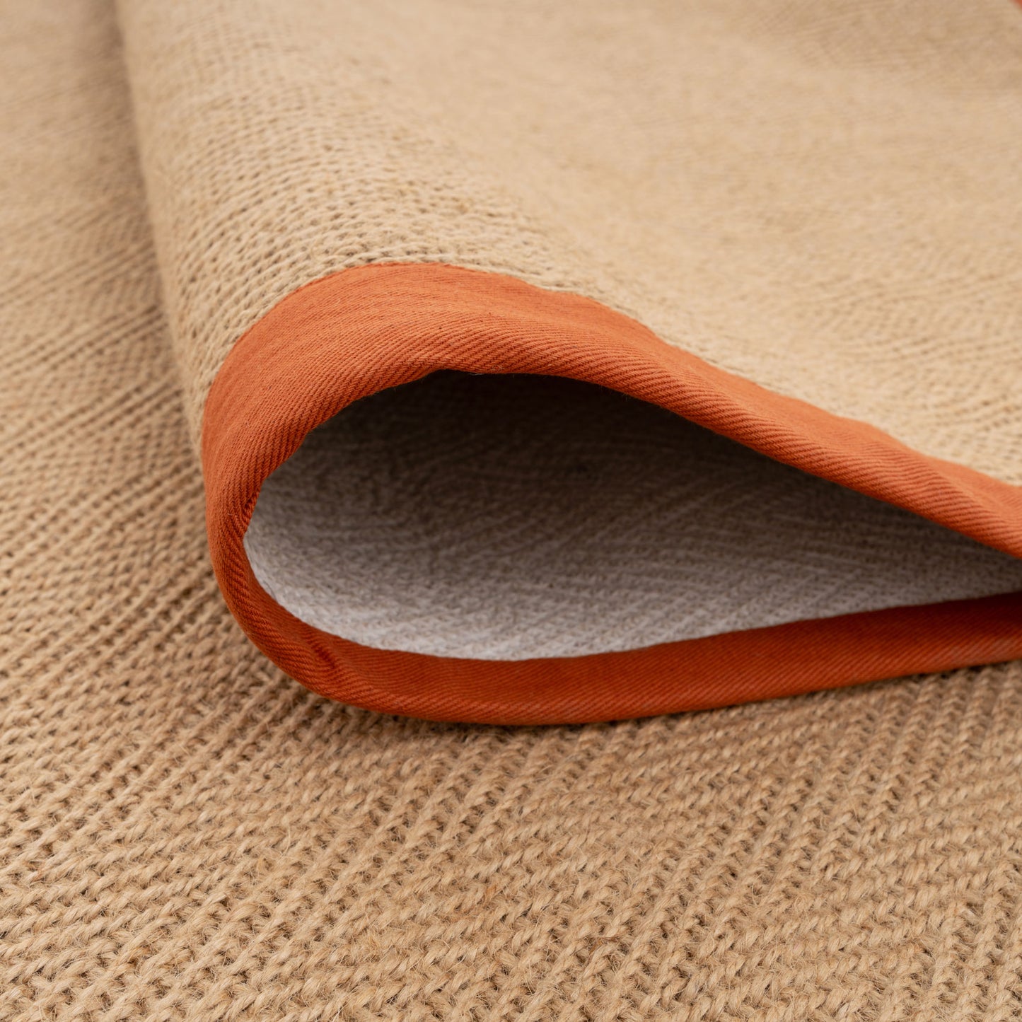 Terracotta Border Jute Runner Rug - Juliette Rust