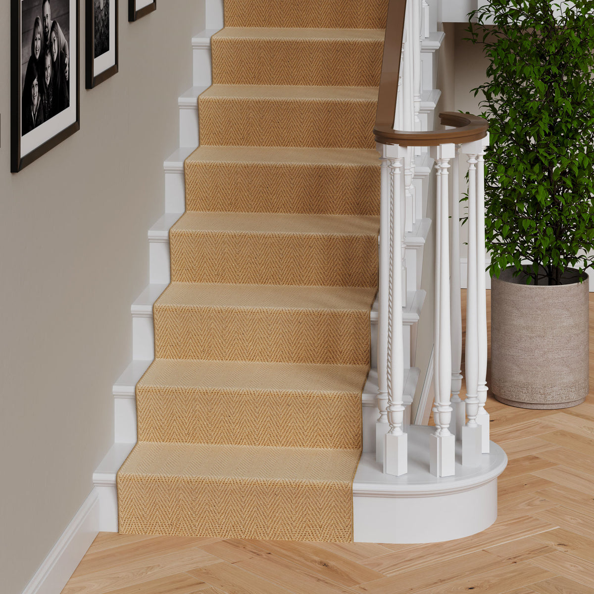 Light Jute Chevron Stair Carpet Runner